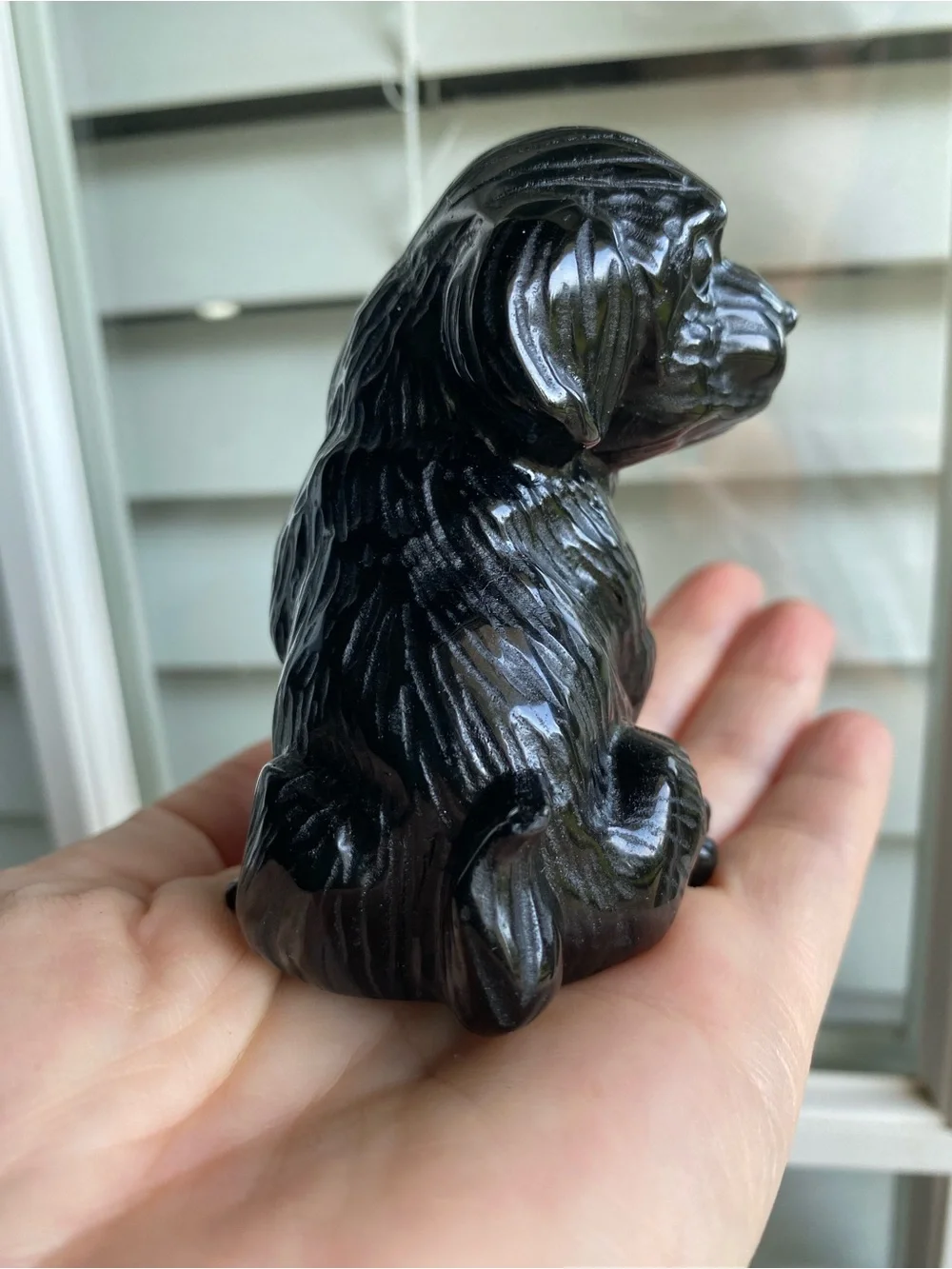 Black Obsidian Puppy Crystal Figurine - Picture 7 of 9